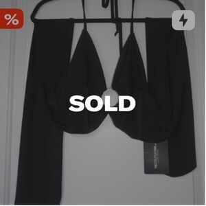 PLT Black Plunge Ring Detail Bralet Top